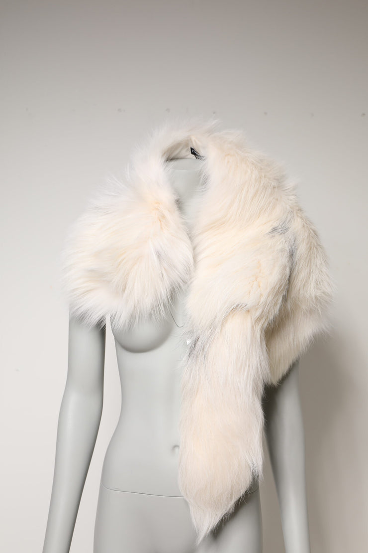 Dolce & Gabbana White Fox Fur Neck Wrap Warmer Winter Scarf