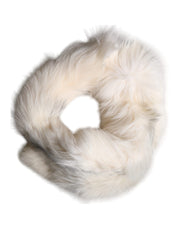 Dolce & Gabbana White Fox Fur Neck Wrap Warmer Winter Scarf