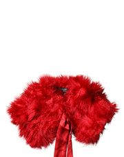 Dolce & Gabbana Red Alpaca Fur Women Neck Warmer Winter Scarf