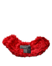 Dolce & Gabbana Red Alpaca Fur Women Neck Warmer Winter Scarf