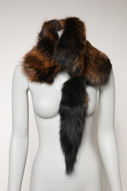 Dolce & Gabbana Brown Red Fox Fur Neck Warmer Winter Scarf