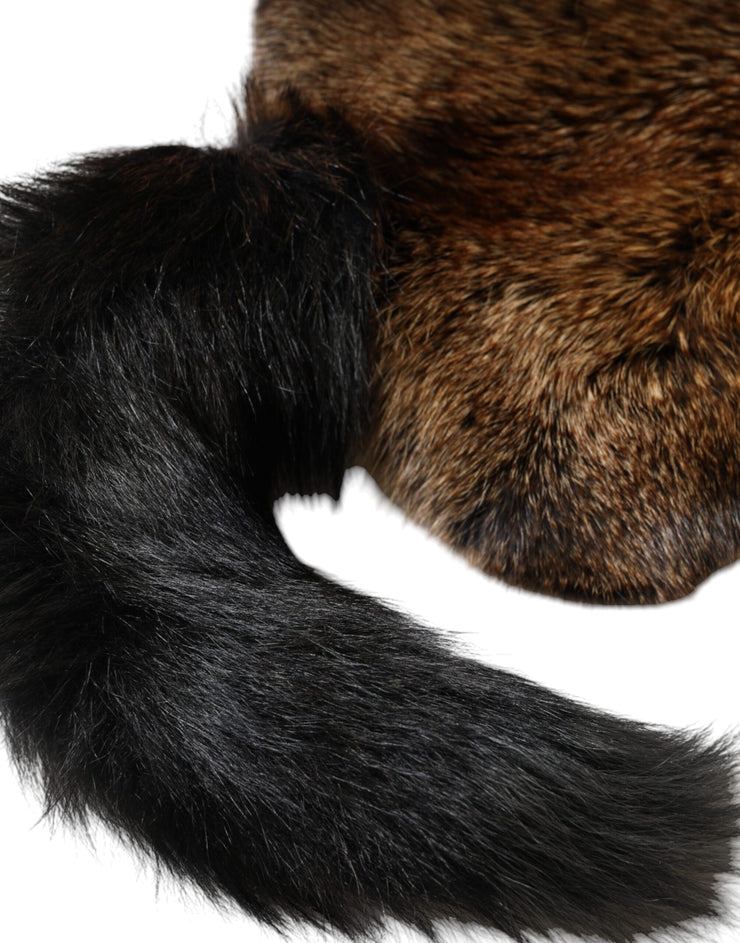 Dolce & Gabbana Brown Red Fox Fur Neck Warmer Winter Scarf