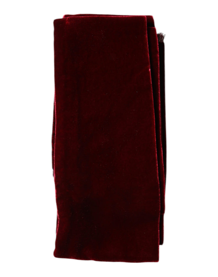 Dolce & Gabbana Bordeaux Cotton Silk Fringe Shawl Wrap Scarf