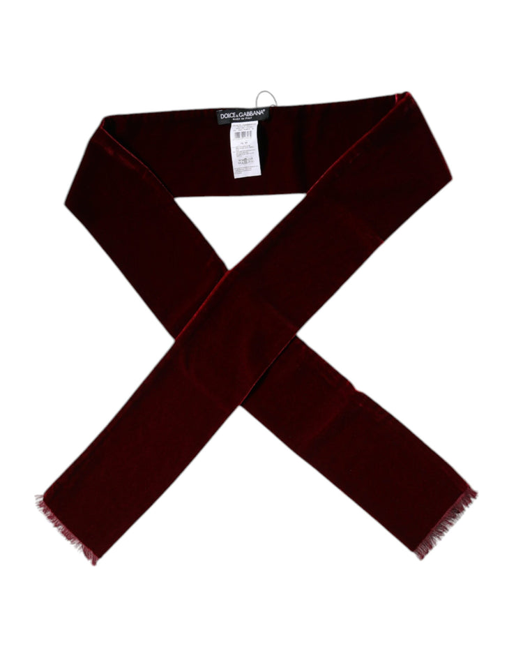 Dolce & Gabbana Bordeaux Cotton Silk Fringe Shawl Wrap Scarf