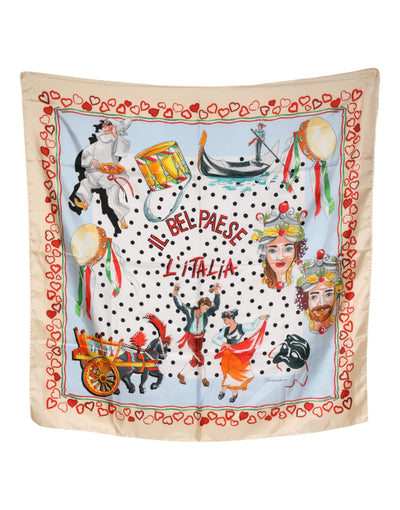 Dolce & Gabbana Multicolor Polka Dot Foulard Print Silk Scarf