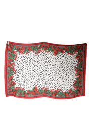 Dolce & Gabbana White Red Polka Dot Geranium Modal Scarf