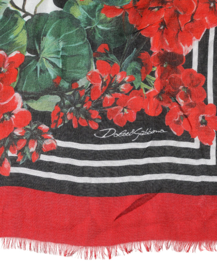 Dolce & Gabbana White Red Polka Dot Geranium Modal Scarf