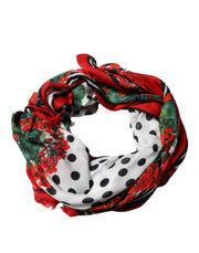 Dolce & Gabbana White Red Polka Dot Geranium Modal Scarf