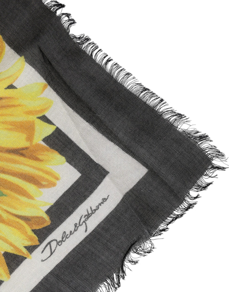 Dolce & Gabbana Multicolor Sunflower Neck Wrap Shawl Scarf