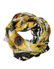 Dolce & Gabbana Multicolor Sunflower Neck Wrap Shawl Scarf