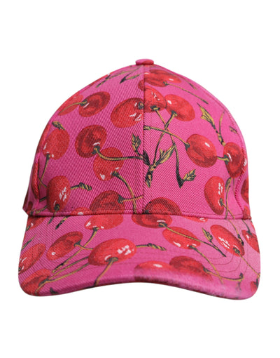 Dolce & Gabbana Pink Cherry Print Cotton Baseball Cap