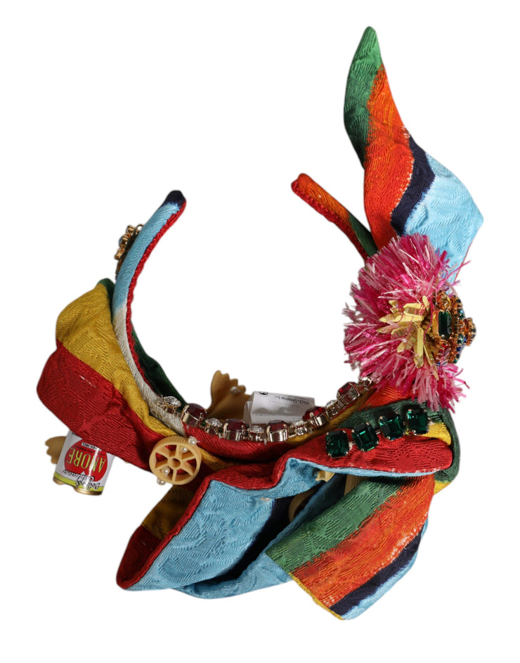 Dolce & Gabbana Multicolor Floral Crystal Embellished Diadem Headband